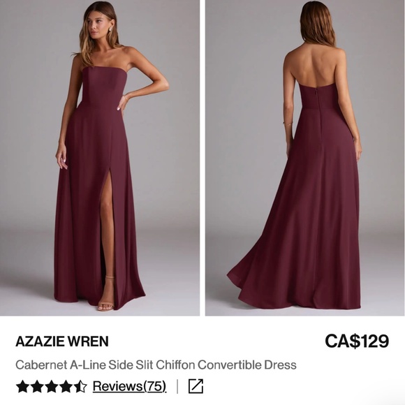 Azazie Dresses & Skirts - Azazie Wren Strapless Bridesmaid Dress - Cabernet
